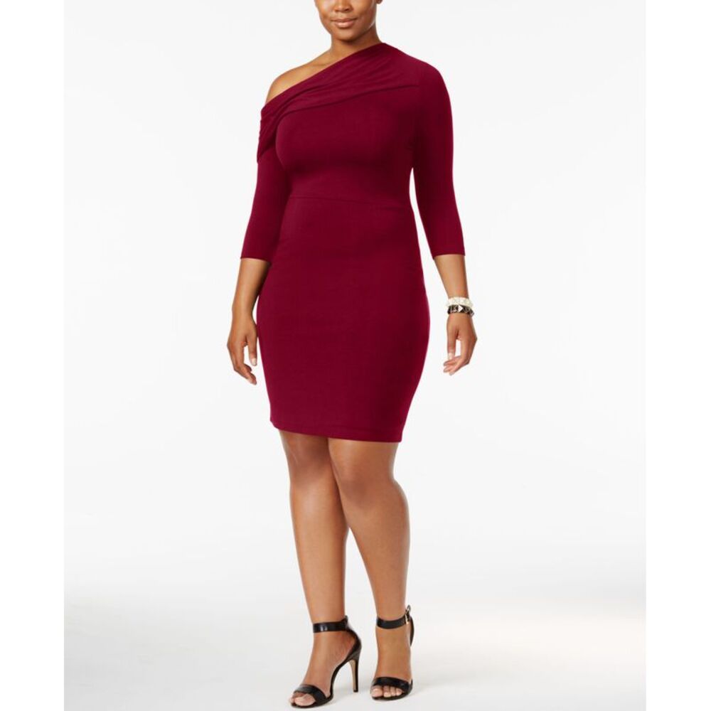 Soprano Trendy Plus Size One Shoulder Bodycon Dress